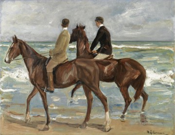マックス・リーバーマン Painting - 左側の浜辺の騎士 マックス・リーバーマン ドイツ印象派